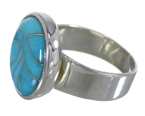 Southwest Turquoise Silver Jewelry Ring Size 6 AX88061